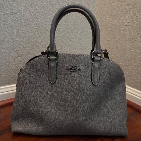 Coach Pebbled Leather Quinn Satchel – Grey Structured Handbag - Picture 13 of 17